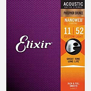 Elixir 11027 Nanoweb 80/20 Bronz Akustik Gitar Teli (Custom Light .011-.052)
